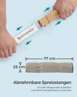 Songmics Hängematte Für 2 Personen, Gepolstert, Outdoor Hängematte Mit Trennbaren Bambusstangen, Camping-Hängematte Mit Kissen, 200 X 140 Cm, Max. 225 Kg Belastbar, Blau-beige -Songmics Verkaufsgeschäft 35f326e3c78b890a90ce60774d1592a4
