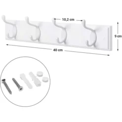 Songmics Wandgarderobe LHR23WT, Holz, 40 X 7cm, Mit 4 Haken, Weiß -Songmics Verkaufsgeschäft 3736198a88c5184090b76bde9a699340d91b70e7 wandgarderobe songmics lhr23wt holz