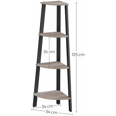 VASAGLE Eckregal, Leiterregal, Standregal, Bücherregal, 4 Ebenen Für Zuhause, Wohnzimmer, Schlafzimmer, Balkon, Greige-schwarz Von SONGMICS LLS034M01 5 VASAGLE Eckregal, Leiterregal, Standregal, Bücherregal, 4 Ebenen Für Zuhause, Wohnzimmer, Schlafzimmer, Balkon, Greige-schwarz Von SONGMICS LLS034M01 - Image 5