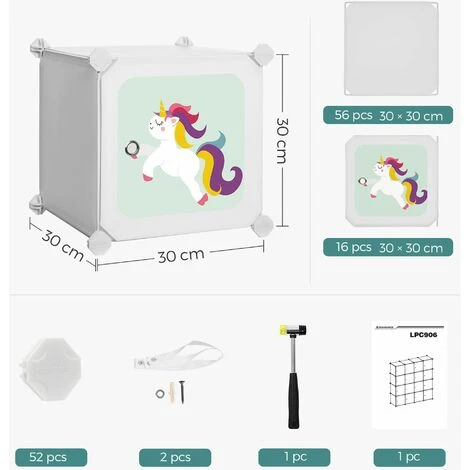 Songmics Regalsystem Mit 16 Würfeln, Aufbewahrungsschrank Für Kinder, Steckregal, Schuhregal Aus Kunststoff, Kleiderschrank Mit Türen, Mehrzweck, Schuhe, Spielzeug, 123 X 31 X 123 Cm, Weiß LPC906W01 5 Songmics Regalsystem Mit 16 Würfeln, Aufbewahrungsschrank Für Kinder, Steckregal, Schuhregal Aus Kunststoff, Kleiderschrank Mit Türen, Mehrzweck, Schuhe, Spielzeug, 123 X 31 X 123 Cm, Weiß LPC906W01 - Image 5