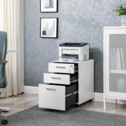 Songmics Rollcontainer OFC010W01, Metall, Weiß, Mit 2 Schüben Und Hängeregistratur, Abschließbar -Songmics Verkaufsgeschäft 3779b4e6a66521c2a26ff58ebd28b66b94c50e7c rollcontainer songmics ofc010w01 metall weiss