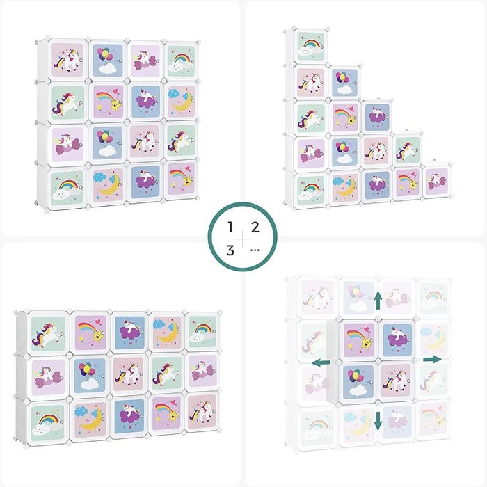 Songmics Bücherregal LPC906W01, Für Kinder, Aus Kunststoff, 153 X 153 X 31cm, 16 Fächer 4 Songmics Bücherregal LPC906W01, Für Kinder, Aus Kunststoff, 153 X 153 X 31cm, 16 Fächer - Image 4