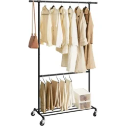 Songmics Garderobenständer HSR62BK, Bis 110 Kg, Mit Rollen, Metall, Schwarz -Songmics Verkaufsgeschäft 37edb6755e37a9e7ed187571e511f7db3d238dbc garderobenstaender songmics hsr62bk bis 110 kg