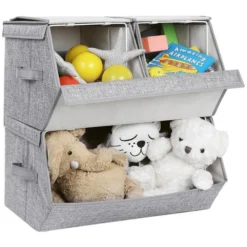 Songmics Aufbewahrungsbox RLB12GY, 21 / 43 Liter, Mit Deckel, Stoff, Hellgrau, Set 3-teilig -Songmics Verkaufsgeschäft 3871f51cdf64de972254d024b53290055fbad53b aufbewahrungsbox songmics rlb12gy 21 43 liter