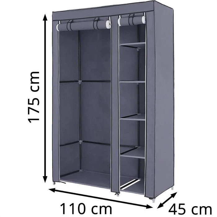Songmics Stoffschrank XL, LSF007G, Grau, 110 X 175 X 45cm, Mit Kleiderstange 2 Songmics Stoffschrank XL, LSF007G, Grau, 110 X 175 X 45cm, Mit Kleiderstange - Image 2