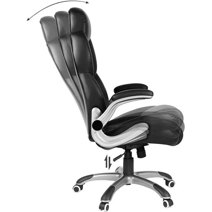 Songmics Bürostuhl OBG65BK, Schwarz, Kunstleder, Mit Kopfstütze, Belastbar Bis 150 Kg 3 Songmics Bürostuhl OBG65BK, Schwarz, Kunstleder, Mit Kopfstütze, Belastbar Bis 150 Kg - Image 3