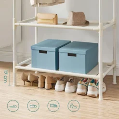 Songmics Garderobenständer RDR02WT, Bis 70 Kg, Mit 2 Kleiderstangen Und 2 Ablagen, Metall, Weiß -Songmics Verkaufsgeschäft 3b6602997fae0ee6d4a3f0bc1f36739d1847e85d garderobenstaender songmics rdr02wt bis 70 kg