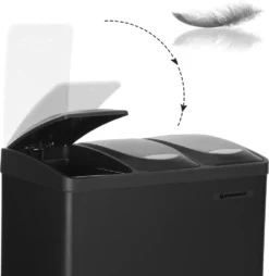 SONGMICS Mülleimer Für Die Küche, 3 X 8 Liter, Abfalleimer Aus Metall, 3-in-1 Treteimer, Mülltrennung, Mülltrennsystem, 15 Müllbeutel, Einfach Zu Reinigen, Stahl, Schwarz LTB24BK -Songmics Verkaufsgeschäft 3bb8659574cb3a2cc2f90a1685758584