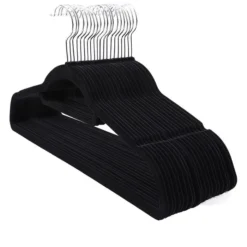 Songmics Kleiderbügel CRF20B, Mit Samt, Aus Kunststoff, Schwarz, 20 Stück