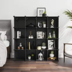 Songmics Schuhregal Für 16 Paar, Aus Kunststoff, 123 X 123 X 31cm, 16 Fächer, Schwarz -Songmics Verkaufsgeschäft 3dddc2a855bc3e0b63e2c83520f27399271afee4 schuhregal songmics fuer 16 paar aus kunststoff