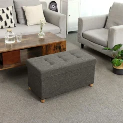 Songmics Sitztruhe Dunkelgrau, 76 X 40 X 38cm, 65L, Mit Holzfüßen, Leinen, Bis 300kg Belastbar -Songmics Verkaufsgeschäft 3ebf58fa6cf4d965f836aaef1c65db84c4de64b0 sitztruhe songmics dunkelgrau 76 x 40 x 38cm