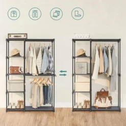 Songmics Stoffschrank RYG024G02, Grau, Offen, 112 X 165 X 43cm, Mit Kleiderstangen -Songmics Verkaufsgeschäft 41310a9582002d66b242dd62ded91f75fc587fd7 stoffschrank songmics ryg024g02 grau offen