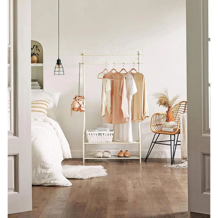 Songmics Garderobenständer HSR07W, Mit Schuhablage, Metall, Weiß 5 Songmics Garderobenständer HSR07W, Mit Schuhablage, Metall, Weiß - Image 5