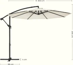 SONGMICS Sonnenschirm, Ø 300 Cm, Mit Ständer, Sonnenschutz UV-Schutz Bis UPF 50+, Mit Kurbel Zum Öffnen Und Schließen, Beige GPU116M01 -Songmics Verkaufsgeschäft 417488a86c3c9f8d6121f6fe903a7da3