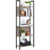 VASAGLE Bücherregal, Küchenregal, Standregal Mit 5 Offenen Regalebenen, Flur, Küche, Büro, Stabiles Stahlgestell, Industrie-Design, Greige-schwarz Von SONGMICS LLS025B02