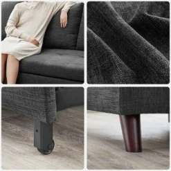 VASAGLE Schlafsofa, Schlafcouch, Bettsofa Mit Stauraum, Polstermöbel, Bezug Aus Baumwoll-Leinen-Mischgewebe, Becherhalter, Modern, Gästezimmer, Grau Von SONGMICS LCS801G01 -Songmics Verkaufsgeschäft 42448009 3