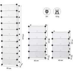 Songmics Schuhregal, DIY, Schuhschrank Mit Tür, 10 Ebenen, Aus PP-Kunststoff, Schuhablagen, Mit Gummihammer Und Umkippschutz, Halbtransparent Weiß LPC10W 8 Songmics Schuhregal, DIY, Schuhschrank Mit Tür, 10 Ebenen, Aus PP-Kunststoff, Schuhablagen, Mit Gummihammer Und Umkippschutz, Halbtransparent Weiß LPC10W -Songmics Verkaufsgeschäft 4272054 4