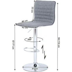 Songmics 2er-Set Barhocker Mit Rückenlehne Höhenverstellbar Leinen Rauchgrau LJB15G -Songmics Verkaufsgeschäft 4272079 5