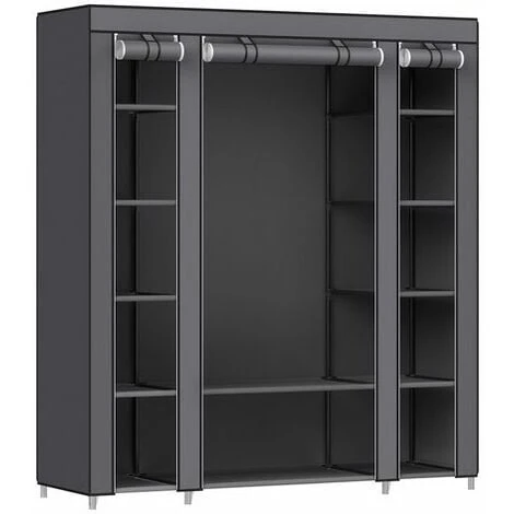 Songmics Kleiderschrank XXL 175 X 150 X 45 Cm Faltschrank Stoffschrank Mit Kleiderstange Grau LSF03G 1 Songmics Kleiderschrank XXL 175 X 150 X 45 Cm Faltschrank Stoffschrank Mit Kleiderstange Grau LSF03G