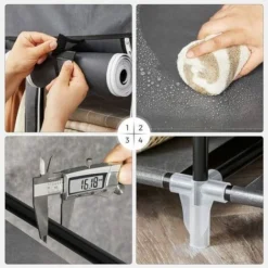 Songmics Kleiderschrank XXL 175 X 150 X 45 Cm Faltschrank Stoffschrank Mit Kleiderstange Grau LSF03G 9 Songmics Kleiderschrank XXL 175 X 150 X 45 Cm Faltschrank Stoffschrank Mit Kleiderstange Grau LSF03G -Songmics Verkaufsgeschäft 4272161 5