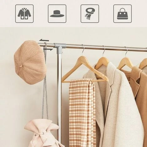 SONGMICS Kleiderständer Garderobenständer Mit Rollen Höhenverstellbar Von 113 Bis 198cm, Edelstahl Plattierte Rohre LLR401 1 SONGMICS Kleiderständer Garderobenständer Mit Rollen Höhenverstellbar Von 113 Bis 198cm, Edelstahl Plattierte Rohre LLR401