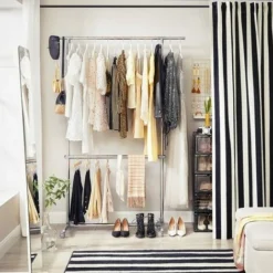 SONGMICS Kleiderständer Garderobenständer Mit Rollen Höhenverstellbar Von 113 Bis 198cm, Edelstahl Plattierte Rohre LLR401 7 SONGMICS Kleiderständer Garderobenständer Mit Rollen Höhenverstellbar Von 113 Bis 198cm, Edelstahl Plattierte Rohre LLR401 -Songmics Verkaufsgeschäft 4272162 3