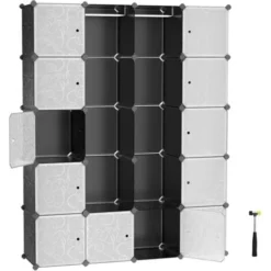 Songmics Kleiderschrank Garderobenschrank Steckregalsystem Mit 2 Kleiderstange 178 X 143 X 36 Cm Schwarz LPC30H