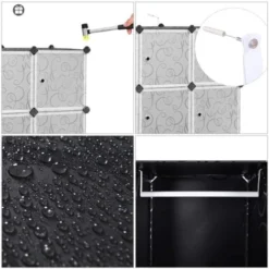 Songmics Kleiderschrank Garderobenschrank Steckregalsystem Mit 2 Kleiderstange 178 X 143 X 36 Cm Schwarz LPC30H -Songmics Verkaufsgeschäft 4272179 3