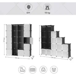 Songmics Kleiderschrank Garderobenschrank Steckregalsystem Mit 2 Kleiderstange 178 X 143 X 36 Cm Schwarz LPC30H -Songmics Verkaufsgeschäft 4272179 4