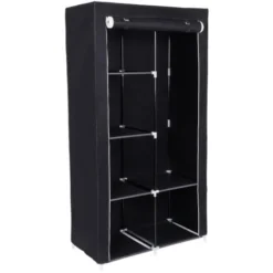 Songmics XL Stoffschrank Faltschrank 7 Montagearten Kleiderschrank Mit 2 Kleiderstange 88 X 45 X 170cm Schwarz RYG84H