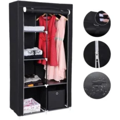 Songmics XL Stoffschrank Faltschrank 7 Montagearten Kleiderschrank Mit 2 Kleiderstange 88 X 45 X 170cm Schwarz RYG84H -Songmics Verkaufsgeschäft 4272285 3