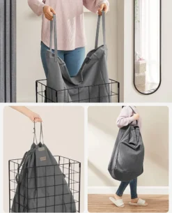 SONGMICS Wäschekorb 90L, Faltbarer Wäschesammler, Abnehmbarer Und Waschbarer Wäschesack, Metalldrahtgestell, Für Schlafzimmer, Bad, Waschküche, Schwarz-grau LCB190G01 12 SONGMICS Wäschekorb 90L, Faltbarer Wäschesammler, Abnehmbarer Und Waschbarer Wäschesack, Metalldrahtgestell, Für Schlafzimmer, Bad, Waschküche, Schwarz-grau LCB190G01 -Songmics Verkaufsgeschäft 429c0b8bb19a6e0da1f23d186438d1b9
