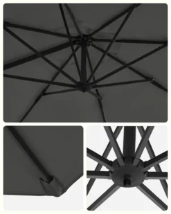 SONGMICS Sonnenschirm Ø 300 Cm, UV-Schutz Bis UPF 50+, Um 360° Drehbar, Ampelschirm, Mit Kurbel Zum Öffnen Und Schließen, Mit Ständer, Grau GPU35GY -Songmics Verkaufsgeschäft 430bf65d1b9f2a8dbda5740ab44f4542