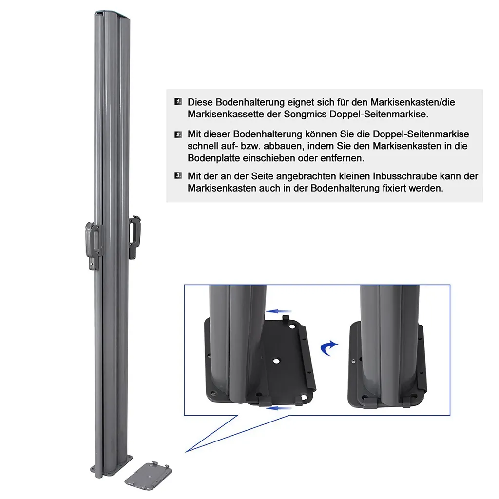 Bodenhalterung Der Doppel-Seitenmarkise Bodenfestigung Für Markisenkasten Markisenkassette Bodenfestigung SONGMICS GSA003 6 Bodenhalterung Der Doppel-Seitenmarkise Bodenfestigung Für Markisenkasten Markisenkassette Bodenfestigung SONGMICS GSA003 - Image 6