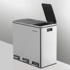 Songmics Mülleimer LTB54NL, Silber, Aus Edelstahl, 3 X 18 Liter -Songmics Verkaufsgeschäft 432437ccc180588a95c335ac8b392dd24ee87888 muelleimer songmics ltb54nl silber