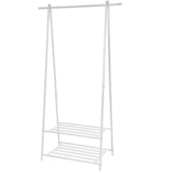 SONGMICS Kleiderständer, Kleiderstange, 2 Ablagen Für Schuhe Und Boxen, Metallgestell, Bis 40 Kg Belastbar, Platzsparend, Ideal Für Schlafzimmer Und Flur, Weiß HSR05W