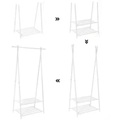 SONGMICS Kleiderständer, Kleiderstange, 2 Ablagen Für Schuhe Und Boxen, Metallgestell, Bis 40 Kg Belastbar, Platzsparend, Ideal Für Schlafzimmer Und Flur, Weiß HSR05W -Songmics Verkaufsgeschäft 4335627 4