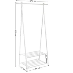SONGMICS Kleiderständer, Kleiderstange, 2 Ablagen Für Schuhe Und Boxen, Metallgestell, Bis 40 Kg Belastbar, Platzsparend, Ideal Für Schlafzimmer Und Flur, Weiß HSR05W -Songmics Verkaufsgeschäft 4335627 5