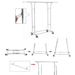 SONGMICS Schwerlast Metall Kleiderständer Auf Rädern, Bis 110kg Belastbar, Länge: 129-189cm, Chrom HSR12S -Songmics Verkaufsgeschäft 4335638 3