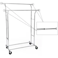 SONGMICS Schwerlast Metall Kleiderständer Auf Rädern, Bis 110kg Belastbar, Länge: 129-189cm, Chrom HSR12S -Songmics Verkaufsgeschäft 4335638 4