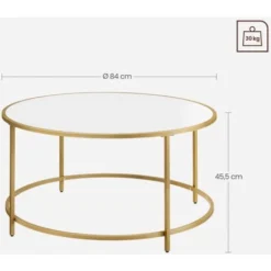 VASAGLE Couchtisch, Wohnzimmertisch, Rund, Sofatisch, Kaffeetisch, Mit Oberfläche Aus Holzspanplatte Und Goldfarbenem Stahlrahmen, Einfache Montage, Modern, Weiß-goldfarben Von SONGMICS LCT091A10 -Songmics Verkaufsgeschäft 43553916 5