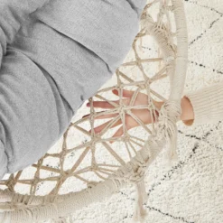 SONGMICS Hängesessel Hängestuhl Hängeschaukel Hängekorbmit Einem Dicken Kissen Bis 120 Kg Belastbar Für Garten Balkon Wohnzimmer Terrasse Skandinavischer Stil Modern Beige-grau -Songmics Verkaufsgeschäft 43e91e95e9096cde2293737689a0e7cf