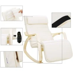 Songmics Schaukelstuhl Relaxstuhl Birkenholz 5-Fach Verstellbares Fußteil Belastbarkeit 150 Kg Beige LYY10M -Songmics Verkaufsgeschäft 4502078 4