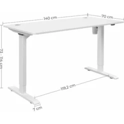 Songmics Elektrischer Schreibtisch, Höhenverstellbar, Schreibtischständer, Tischgestell Mit Motor, 140 X 70 X (73-114) Cm, Stahl, Weiß LSD012W01 -Songmics Verkaufsgeschäft 45869762 5