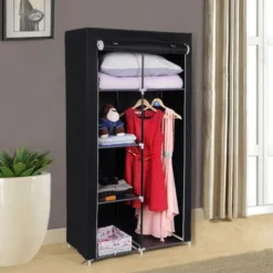 Songmics Stoffschrank XL, RYG84H, Schwarz, 88 X 170 X 45cm, Variabel, Mit Kleiderstange -Songmics Verkaufsgeschäft 46294ad9f1d1b5165b5564d3f67837bfd47f7f66 stoffschrank songmics xl ryg84h schwarz