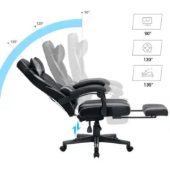 Songmics Gaming-Stuhl OBG073B03, Mit Fußstütze, Schwarz / Grau, Kunstleder, Kopfstütze, Bis 150 Kg -Songmics Verkaufsgeschäft 469a6381ed2ff99922ad85f83a5cfad46b234b1f gaming stuhl songmics obg073b03 mit fussstuetze
