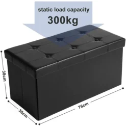 Songmics Sitztruhe Schwarz, 76 X 38 X 38cm, Mit 86L Stauraum, Kunstleder, Bis 300kg Belastbar -Songmics Verkaufsgeschäft 46e6648a074f1492964017d8dc6493c5d2411151 sitztruhe songmics schwarz 76 x 38 x 38cm