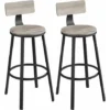 Songmics VASAGLE Barhocker, 2er Set, Barstühle, Küchenstühle Mit Metallgestell, Sitzhöhe 73,2 Cm, Einfache Montage, Industrie-Design, Greige-schwarz LBC026B02