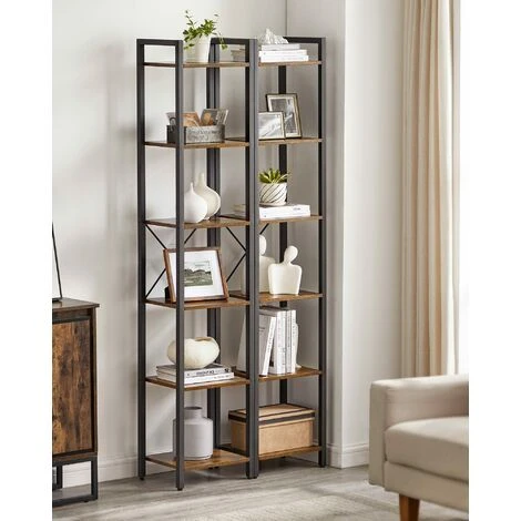 VASAGLE Bücherregal, Standregal, DVD-Regal, Mit 6 Ebenen, Büroregal, Offene Ablagen, Für Büro, Wohnzimmer, Schlafzimmer, Kinderzimmer, Küche, 40 X 30 X 187,5 Cm, Vintagebraun-schwarz Von SONGMICS LLS1 2 VASAGLE Bücherregal, Standregal, DVD-Regal, Mit 6 Ebenen, Büroregal, Offene Ablagen, Für Büro, Wohnzimmer, Schlafzimmer, Kinderzimmer, Küche, 40 X 30 X 187,5 Cm, Vintagebraun-schwarz Von SONGMICS LLS1 - Image 2