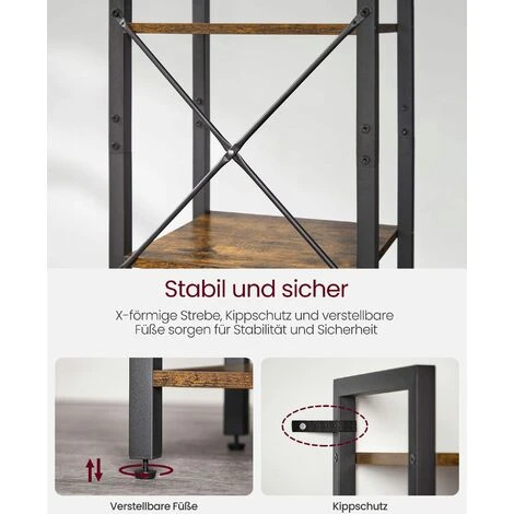 VASAGLE Bücherregal, Standregal, DVD-Regal, Mit 6 Ebenen, Büroregal, Offene Ablagen, Für Büro, Wohnzimmer, Schlafzimmer, Kinderzimmer, Küche, 40 X 30 X 187,5 Cm, Vintagebraun-schwarz Von SONGMICS LLS1 3 VASAGLE Bücherregal, Standregal, DVD-Regal, Mit 6 Ebenen, Büroregal, Offene Ablagen, Für Büro, Wohnzimmer, Schlafzimmer, Kinderzimmer, Küche, 40 X 30 X 187,5 Cm, Vintagebraun-schwarz Von SONGMICS LLS1 - Image 3